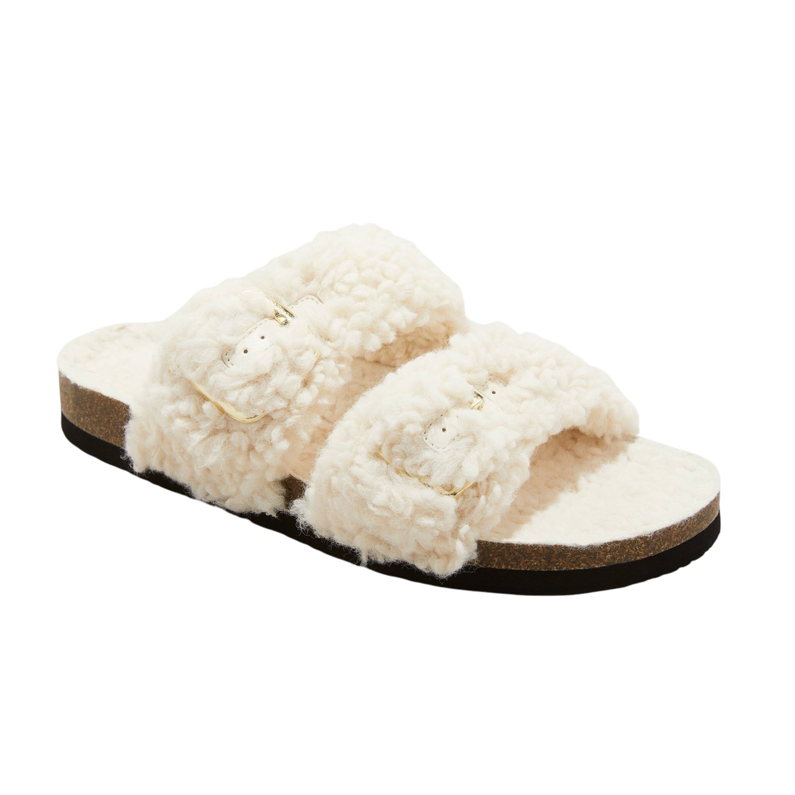 Auden Womens Jane Two Band Buckle Slide Slippers 91308535 Cream