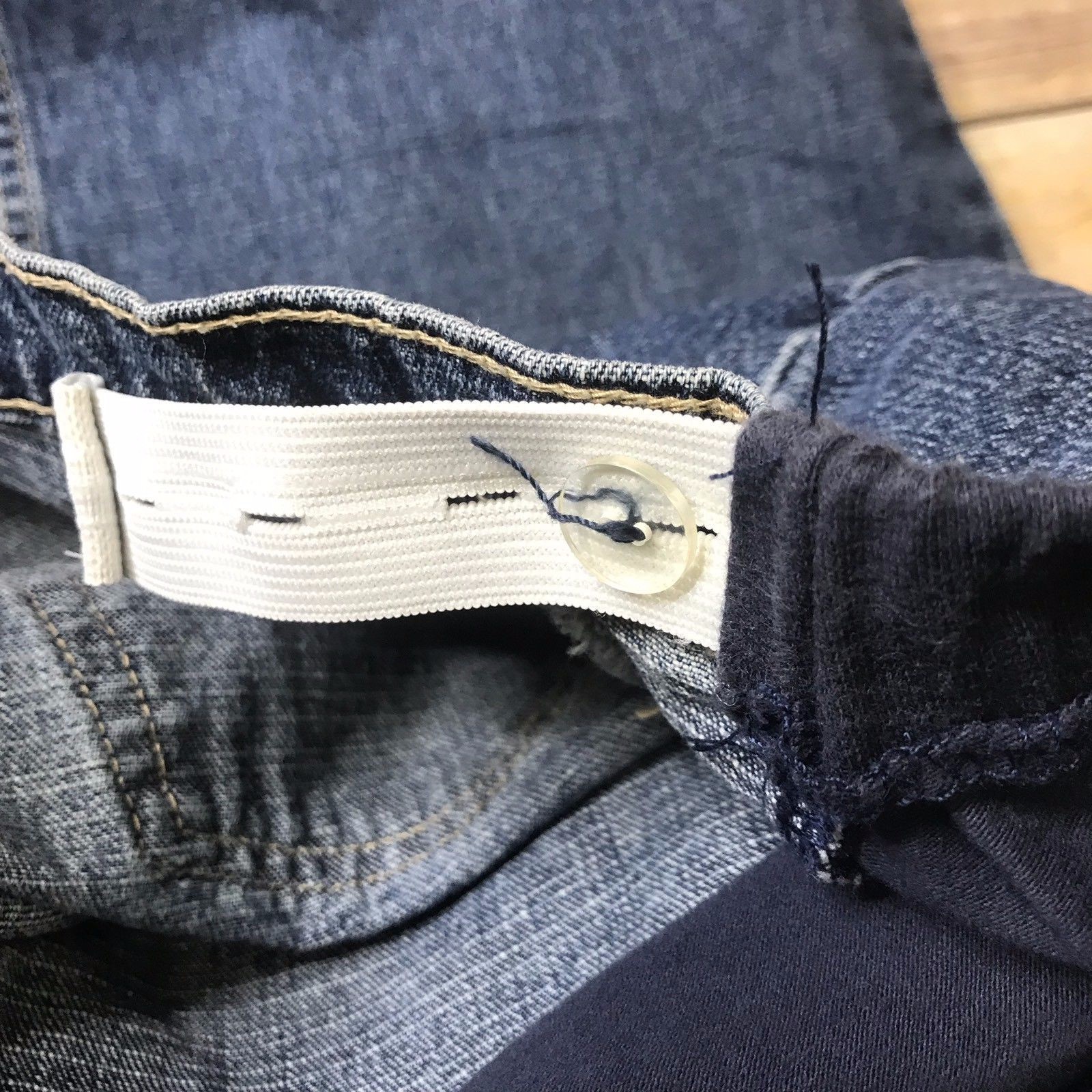 Duo Maternity Denim Long Below Knee Maxi Skirt Front Vent Back Pockets Sz L M13