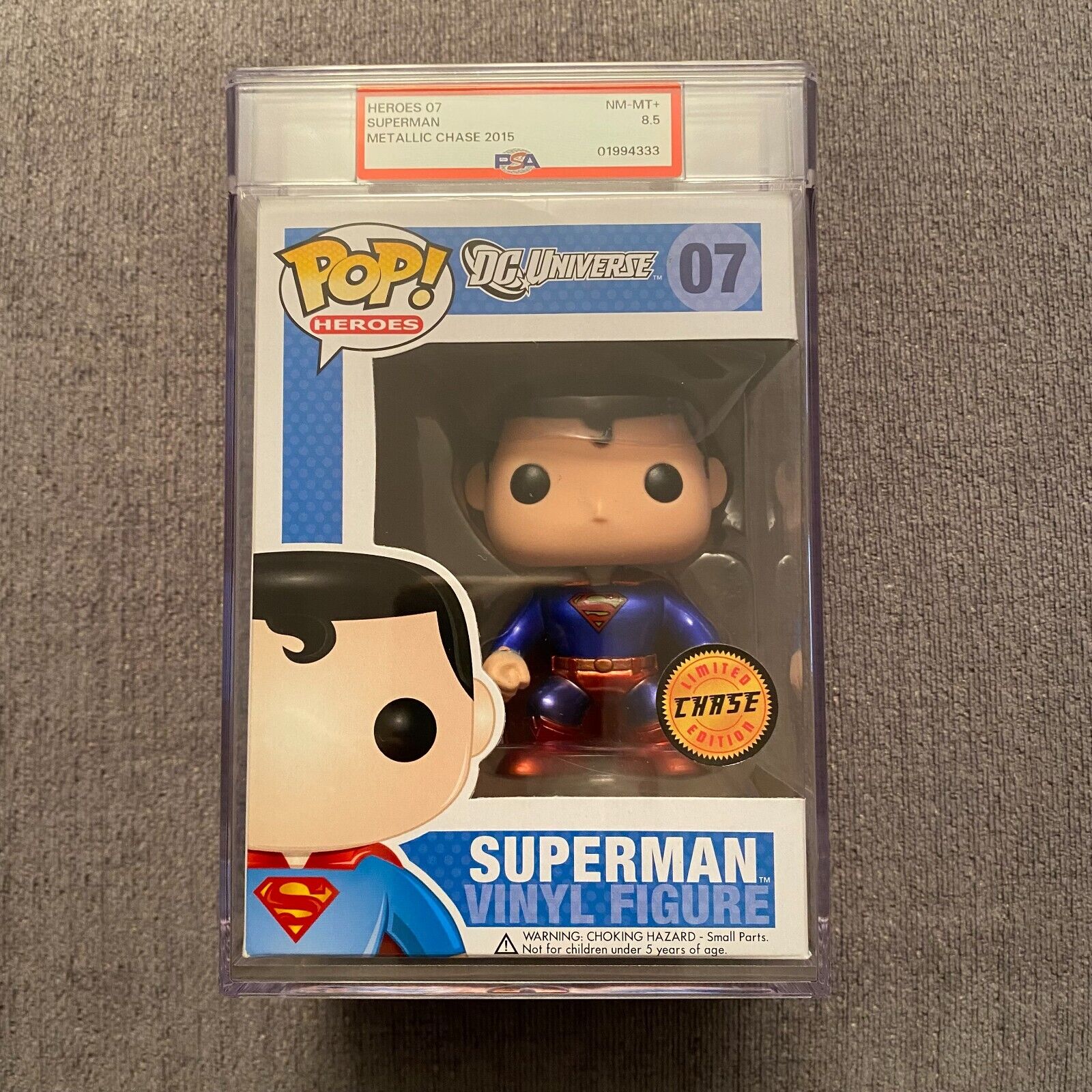 PSA 8.5 Funko Pop! DC Universe Superman Metallic CHASE #07 PSA 8.5 Funko Pop! DC Universe Superman Metallic CHASE #07