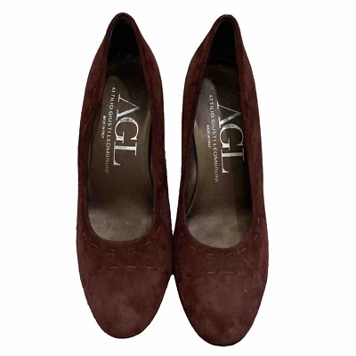AGL Attilio Giusti Leombruni Womens 37.5 Sisley Stitch Burgundy Suede Pumps