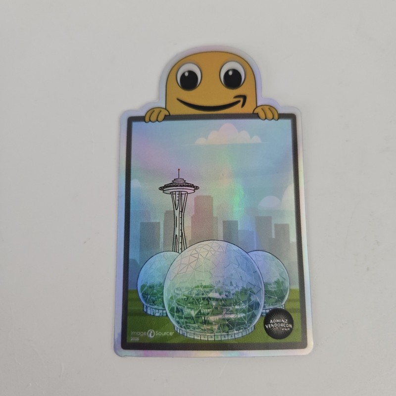 Amazon Headquarters Spheres Seattle Peccy Holographic Sticker 3" Space Needle