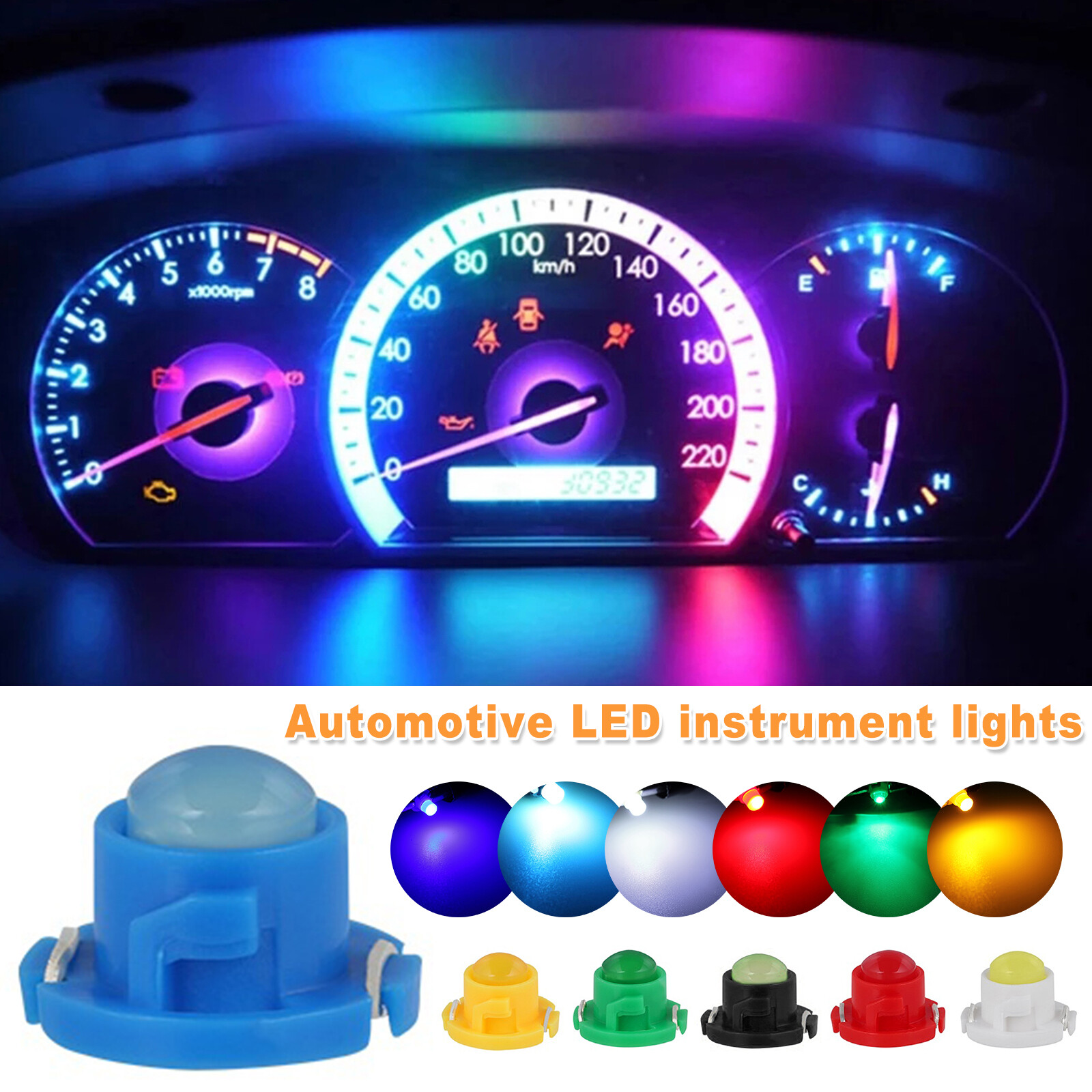 10Pcs Dash Climate Control Instrument Base Light Neo Wedge T4.7 LED Bulbs