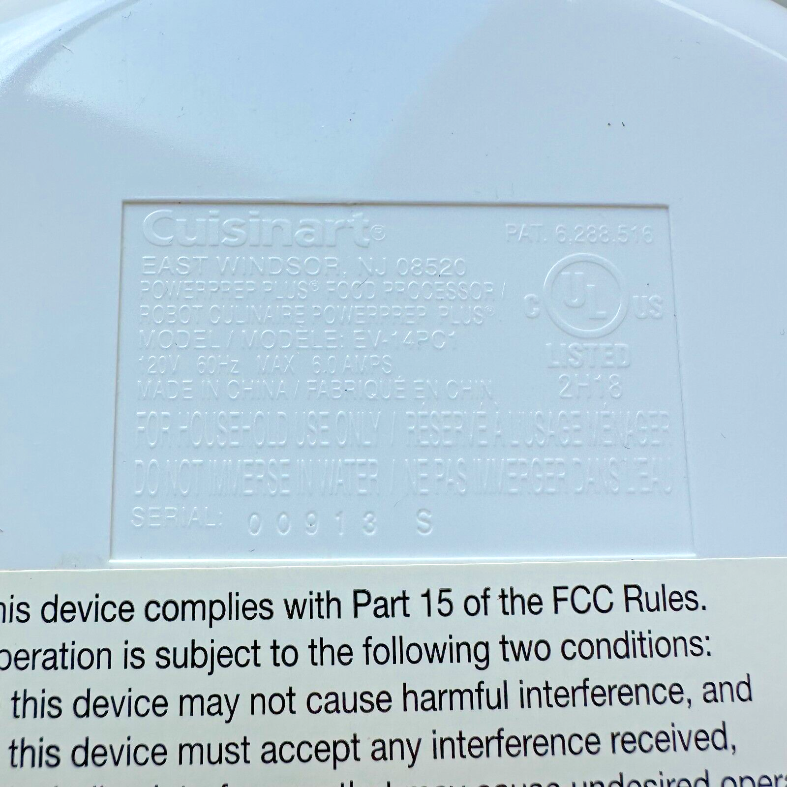 Cuisinart PowerPrep Plus DLC-2014 Food Processor Base Motor Only TESTED Working