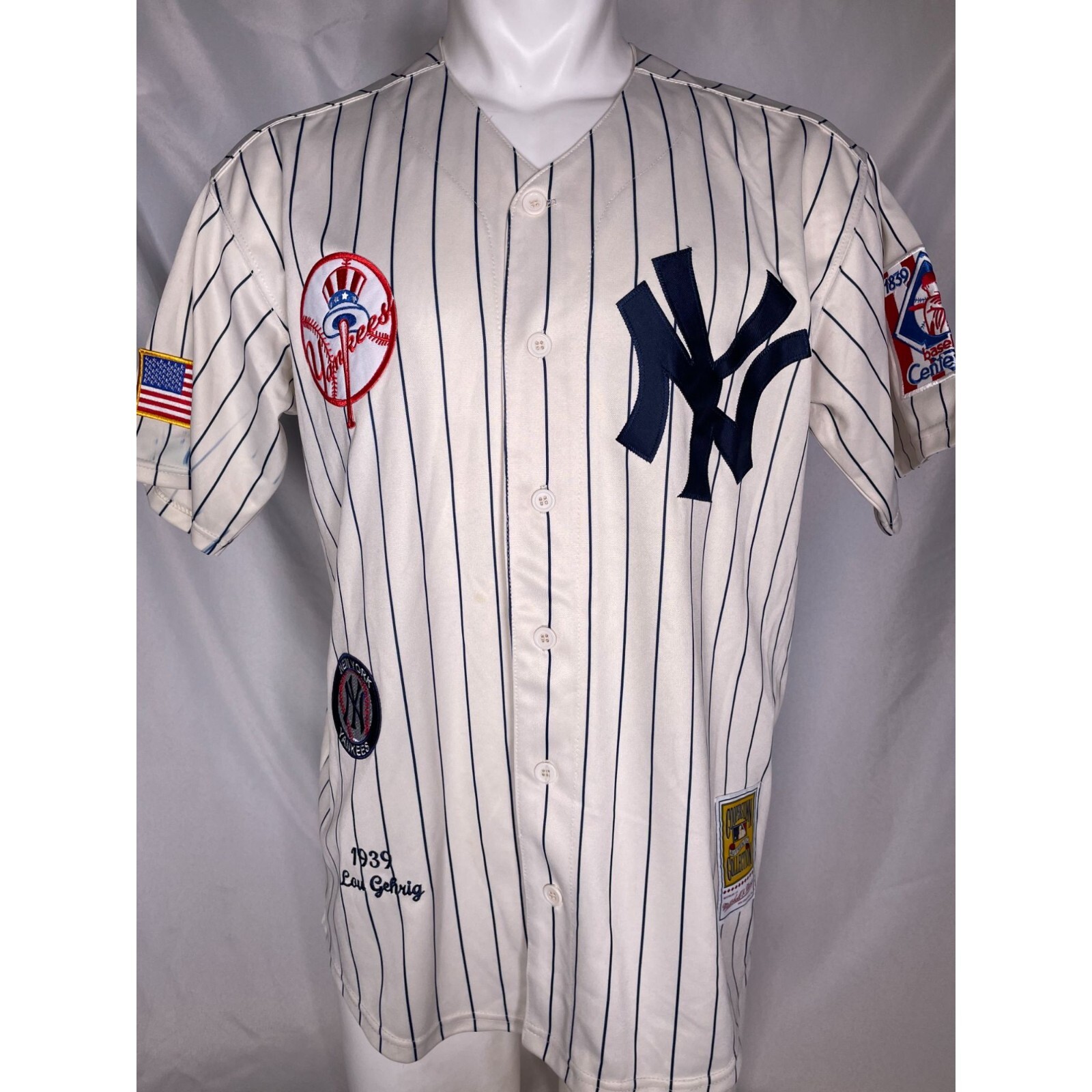 New York Yankees Gehrig 4 ユニフォーム Lou Gehrig #4 New York Yankees 1939 Mitchell & Ness White