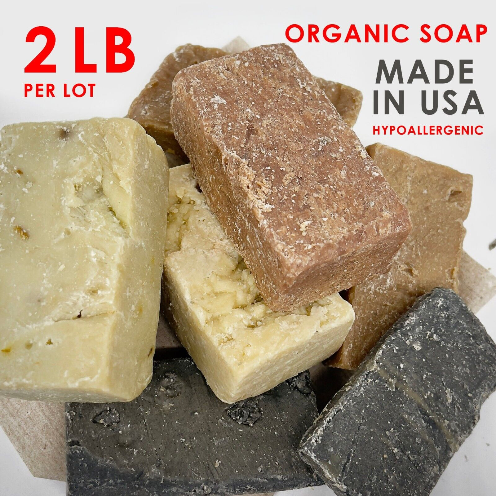 2LB Handmade Soap Bar Organic Hypoallergenic Wholesale All-Natural Made In USA