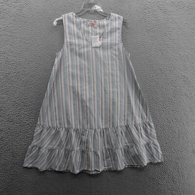NWT Fresh Produce Rio Melody Cotton Tiered Dress Small Gray Stripe Womens Beach