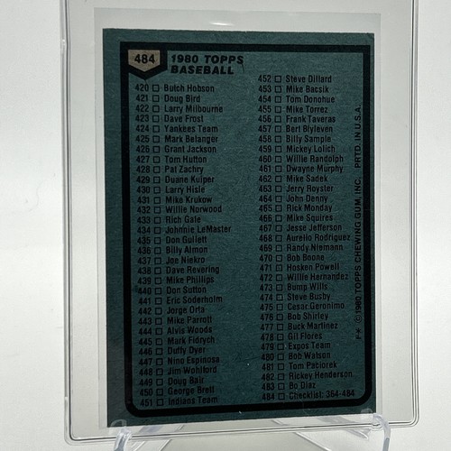 1980 Topps Checklist: 364-484 Baseball Card #484 NM-Mint FREE SHIPPING