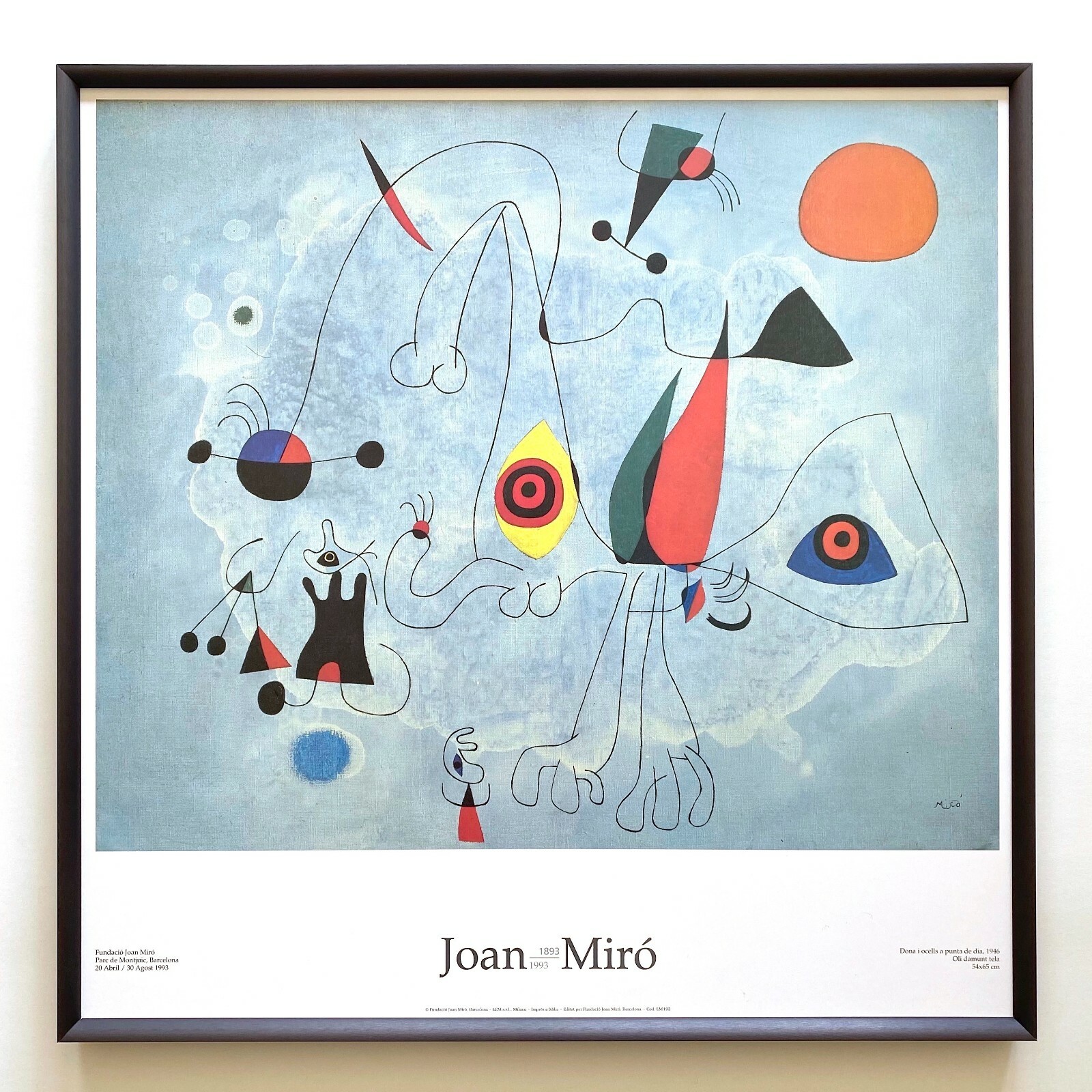 JOAN MIRO RARE 1993 LITHO PRINT FRAMED POSTER JOAN MIRO RARE 1993 LITHO PRINT FRAMED POSTER