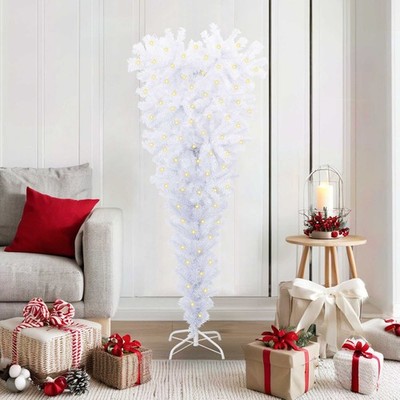vidaXL Artificial Christmas Tree with Stand White 150 cm PVC and Steel