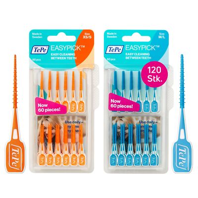 120 St. TePe EasyPick im Doppelpack | 2 x 60 Stück, Interdental Zahnstocher