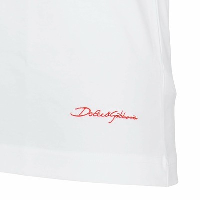DOLCE & GABBANA DOLCE & GABBANA FUEB0 STRETCH BAUMWOLLE TANK TOP, WEISS MIT ROTEM LOGO