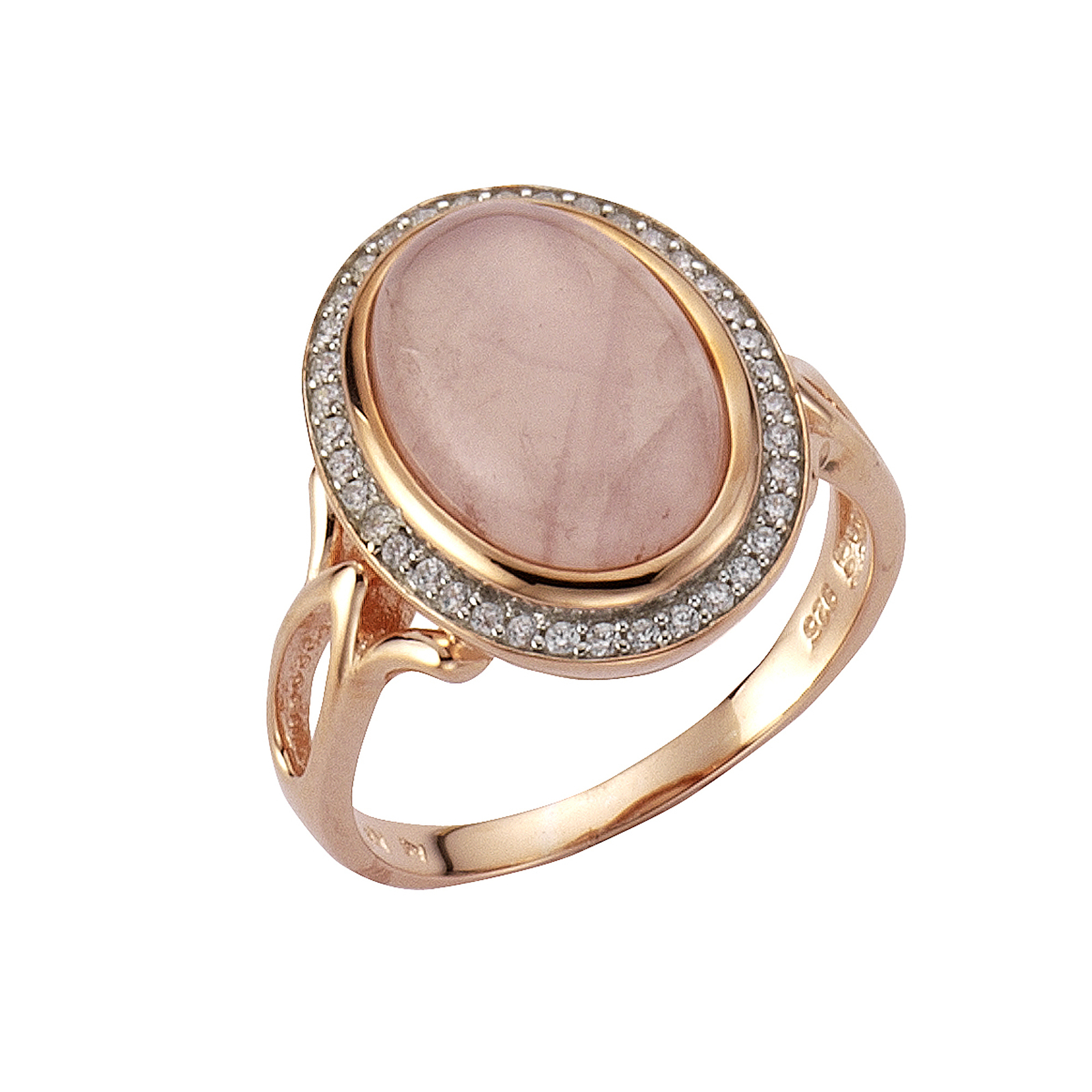 Zeeme GemstonesSilber 925 rosé-vergoldet mit echtem Rosenquarz und Zirkonia