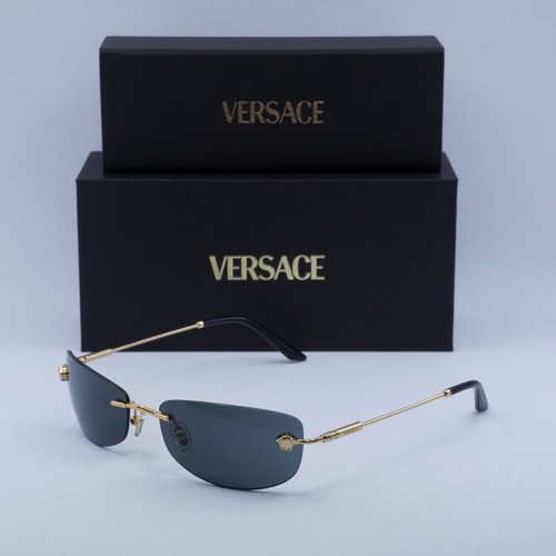 Pre-owned Versace Ve2279 100287 Gold/dark Grey 60-18-135 Sunglasses In Gray