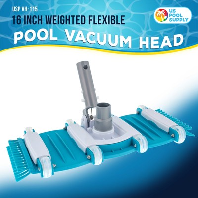 U.S. Pool Supply 16" Weighted Flexible Swimming Pool Vacuum Head, Side Brushes