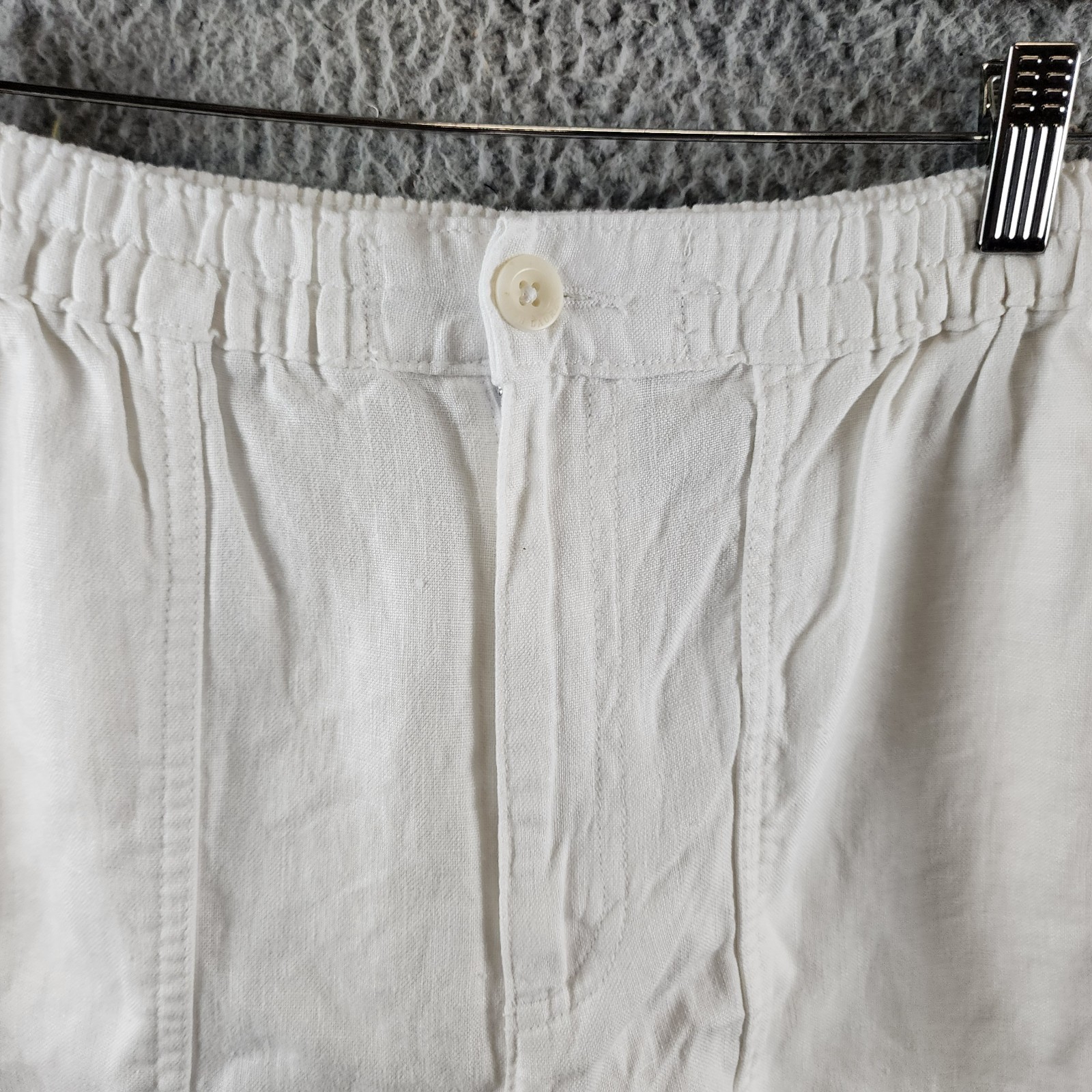 Lauren Ralph Lauren Linen Cargo Pants Women's 6 White Pockets Button Zip Closure - Picture 5 of 17
