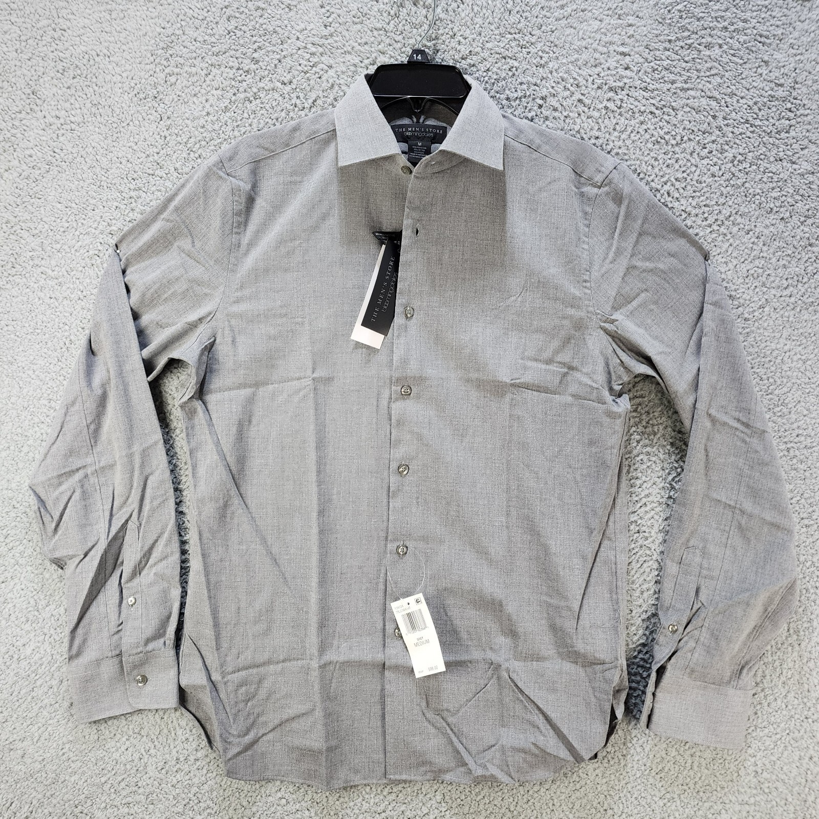 THE MEN'S STORE bloomingdale's Chambray Button-Up Shirt Men's Medium Grey L/S - Picture 1 of 12