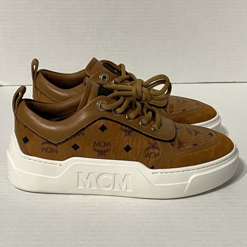 MCM Womens Monogram Skyward Leather Low  Sneaker Designer Platform Shoes 36 6