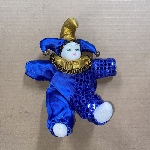 Porcelain Baby Clown Doll Mardi Gras Purple New Orleans Good Luck Doll