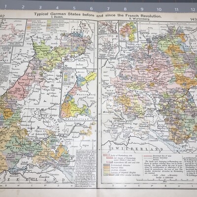 Typical German States before  since French Revolution 1910 Antique Map Wall Art