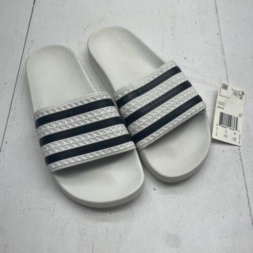 Adidas Adilette White Black Slip On Sandals Mens Size 5 Adidas Adilette White Black Slip On Sandals Mens Size 5