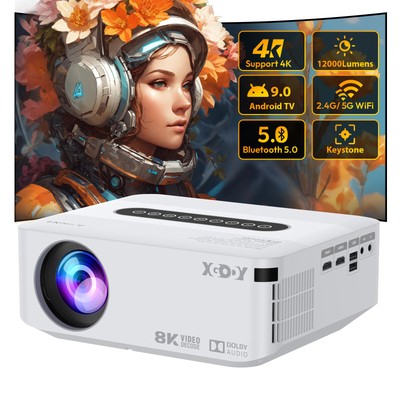 4K Keystone Projrctor Supported 12000 Lms Natvie 1080P Smart Built-in Android TV