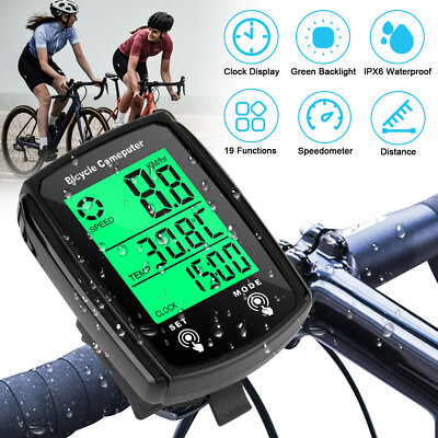 Bike Bicycle Speedometer Cycle Digital Odometer Computer Waterproof LCD Wired US