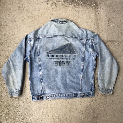 Vintage 90s Korg Trinity Music Workstation DRS Synth Denim Jacket Adult Large