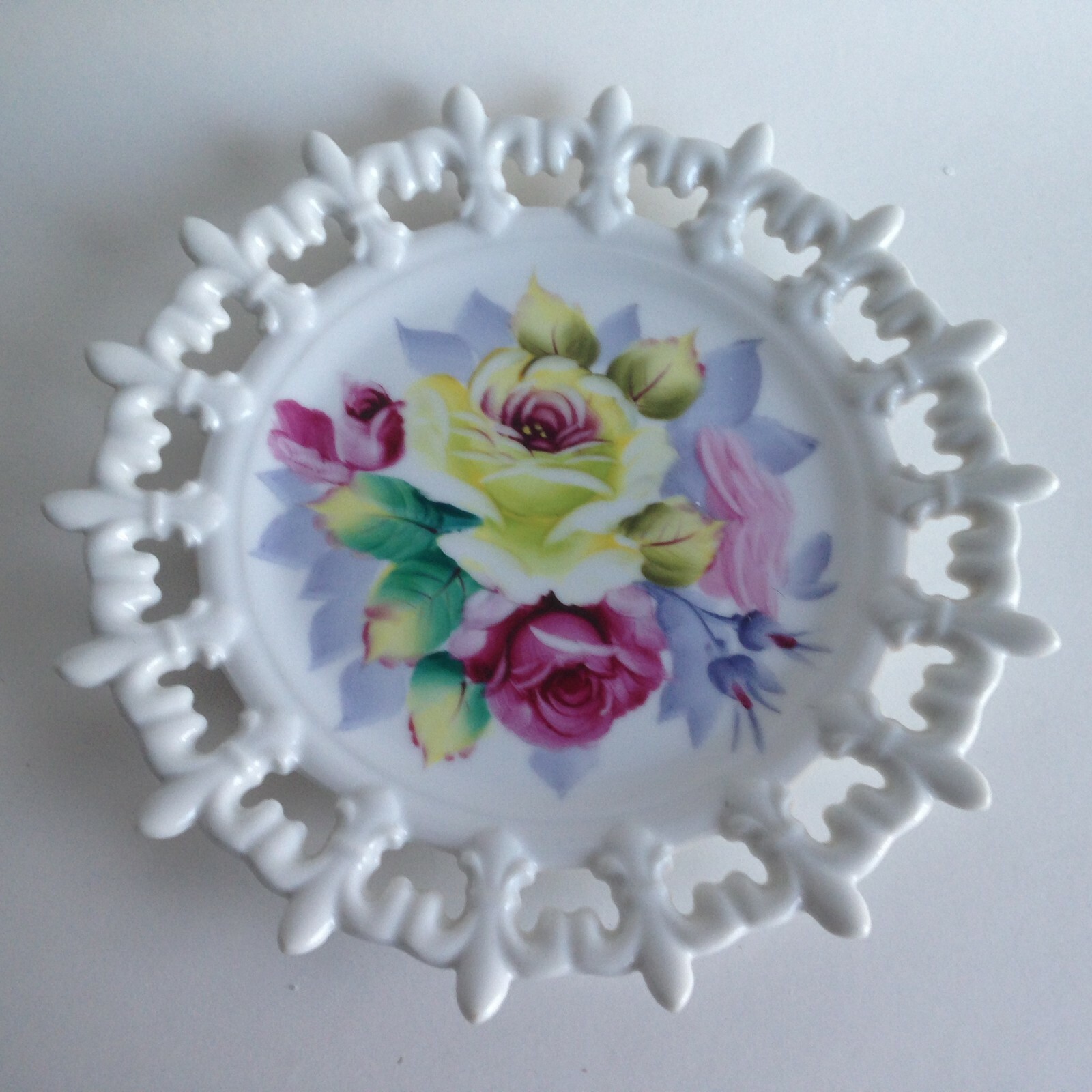 Vintage Lefton China Hand Painted Plate Flowers Floral -8