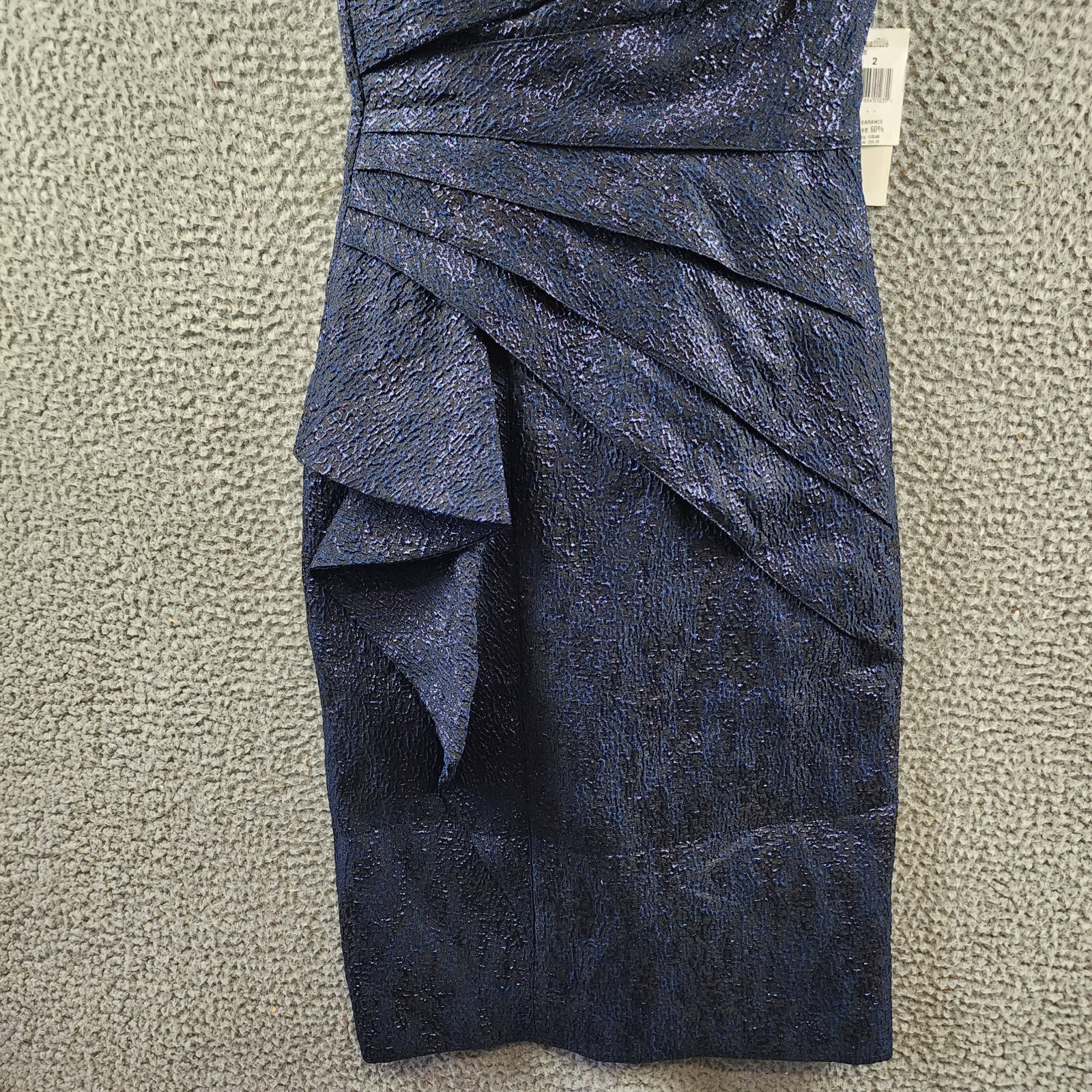 Teri Jon by Rickie Freeman Off-the-Shoulder Metallic Jacquard Dress Women's 2 - Picture 4 of 14