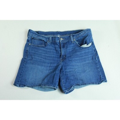 Levi's Bermuda Jean Shorts Women 33 Blue Excellent Mid Rise Stretch Denim
