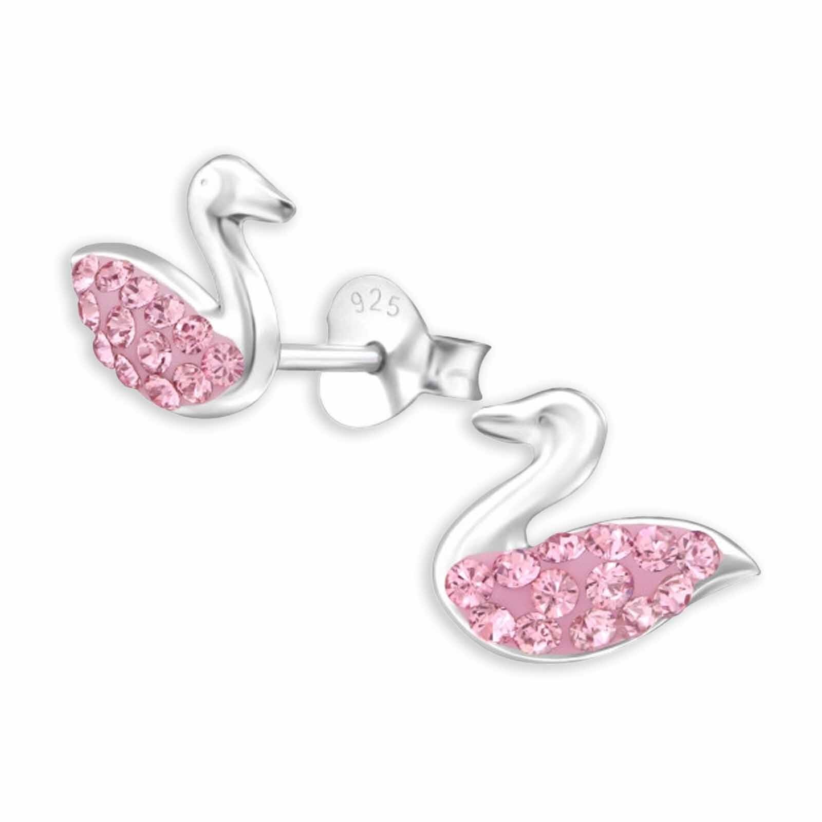 925er Silber Schwan Ohrstecker Kristalle Mädchen Ohrringe Schmuck Geschenke