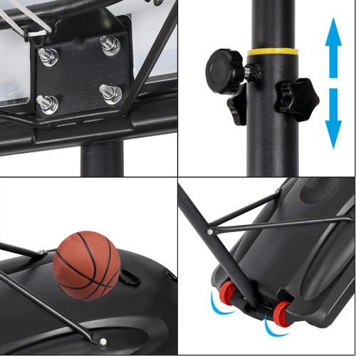 Portable Basketball Hoop Goal System Adjustable Height PVC Backboard Outdoor