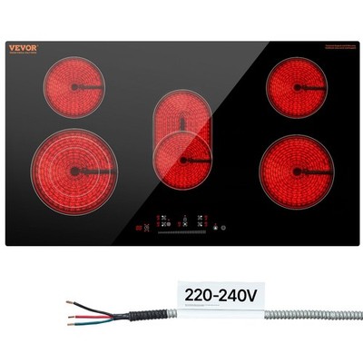 VEVOR Electric Cooktop 36 Inch 5 Burners Built In Stove Top 8600W