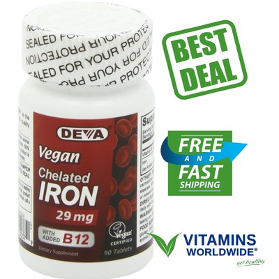 DEVA VEGAN CHELATED Iron 29 Mg With Vitamin B-12 Dietary...