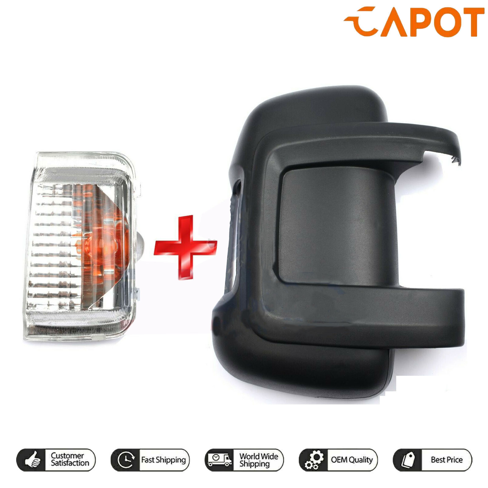 Right Wing Mirror Cover & Lens Lamp For Fiat Ducato Peugeot Boxer Citroen Relay