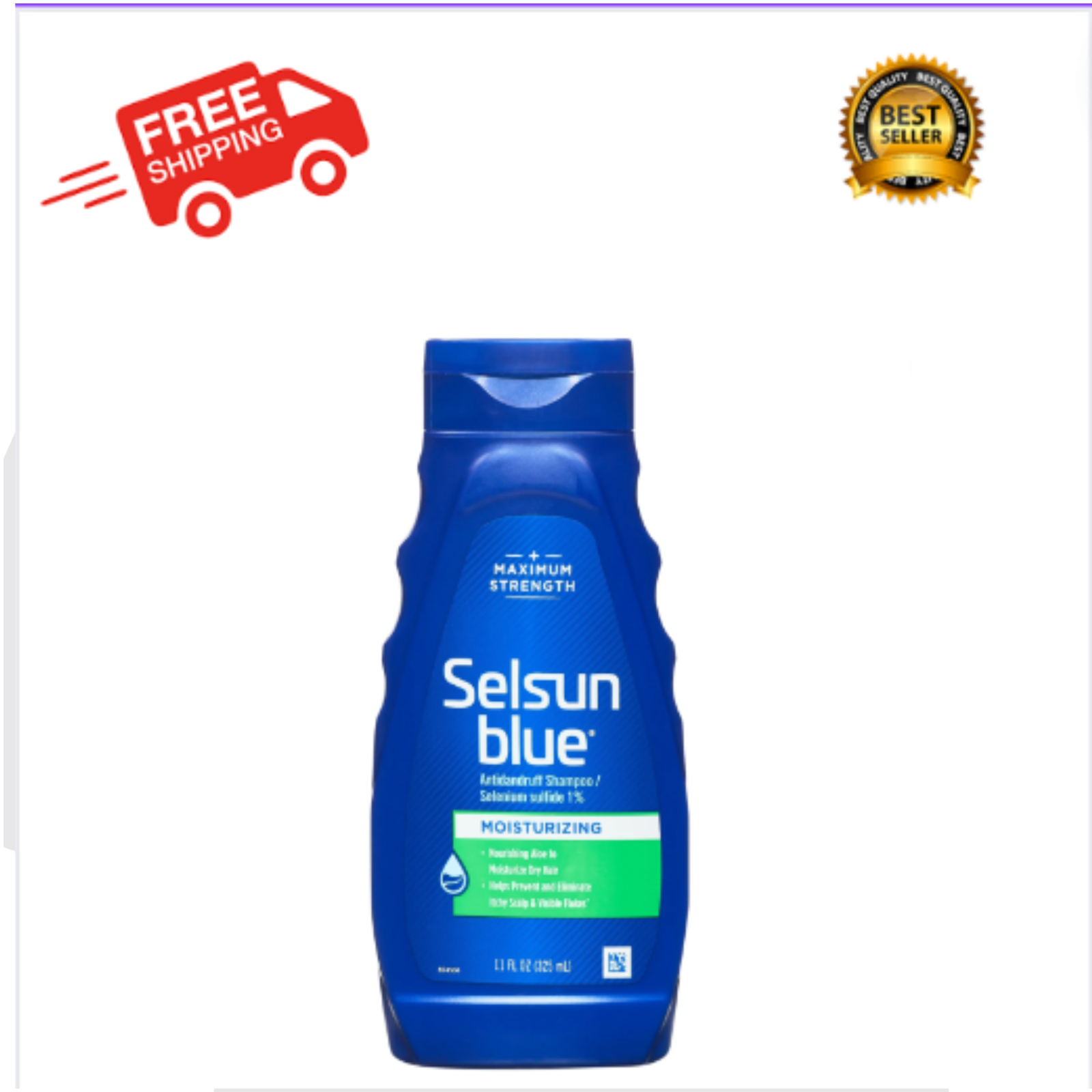 Selsun Blue Moisturizing with Aloe Dandruff Shampoo, 11 Fl Oz, Pack of 1