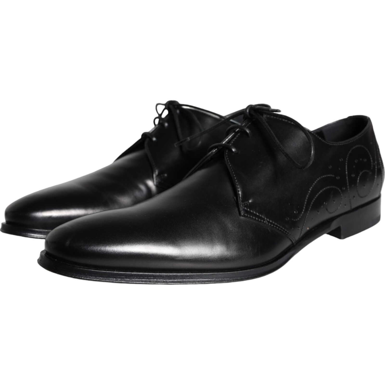 Pre-owned Dolce & Gabbana Shoes Black Calfskin Leather Derby Men Dress Eu43 / Us10 1050usd