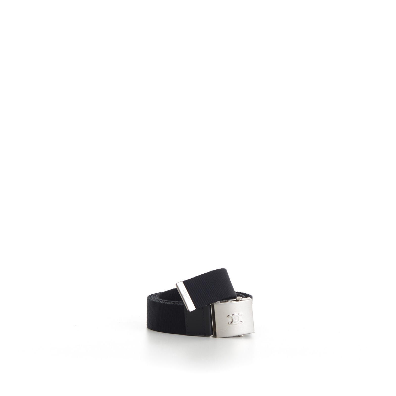 Pre-owned Celine 570$ Large Skater Belt - Triomphe, Black Textile