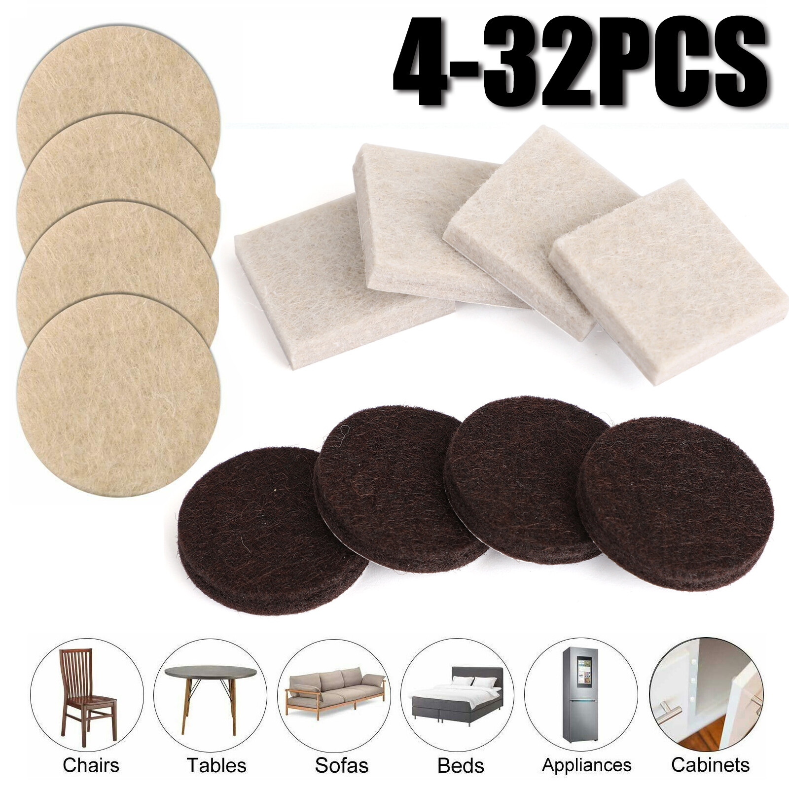 Furniture Felt Pads Square/Round Floor Protector Chair/Table Leg Sticky Back AV