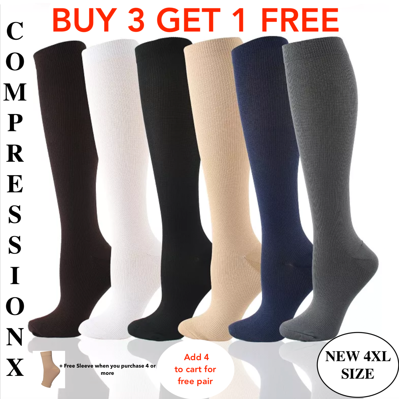 S Stockings 20-30 Mmhg Medical Knee High Mens And Women's S-4xl