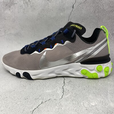 Nike React Element 55 SE Grey Volt 2019 CI3831-200 Shoes Sneakers Sz 11.5 M
