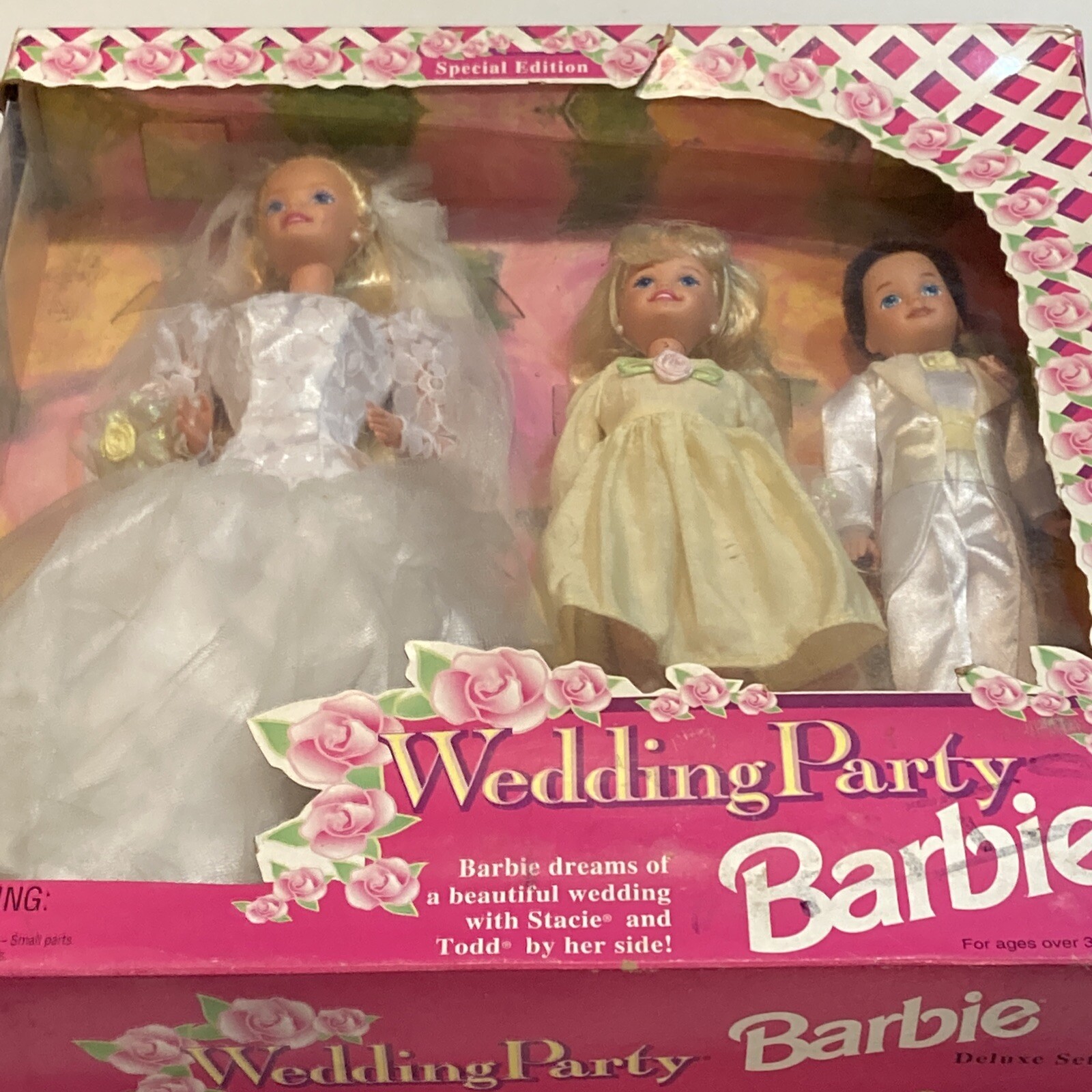 1994 Wedding Party Barbie Deluxe Set w Todd & Stacie Mattel