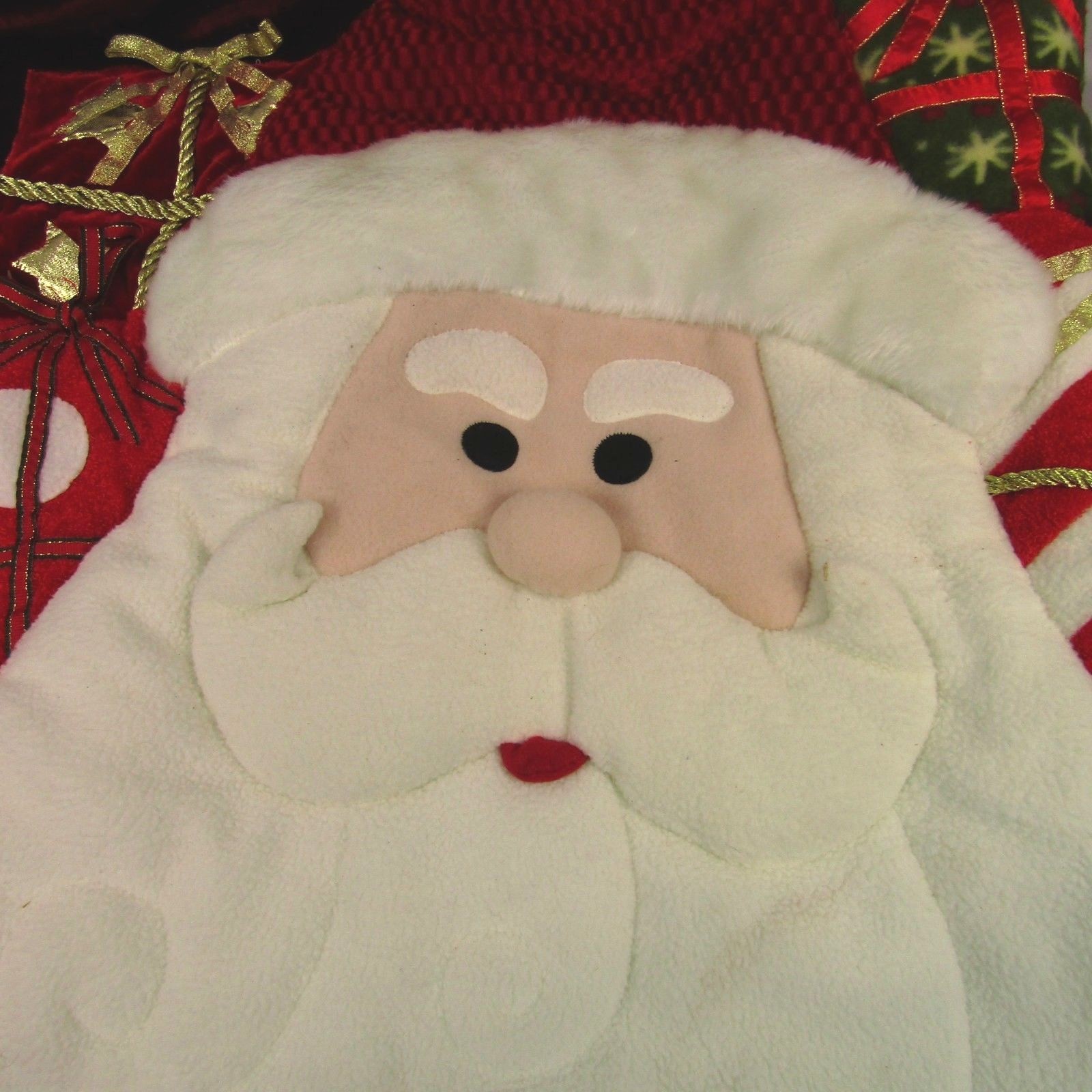 Christmas Santa Gift Bag Dark Red Velour White Faux Fur Large Claus Presents