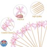 JtmyAota 100 Pack Bow Toothpicks for Appetizers, 4.7 Inch Natural Bamboo Cocktail Picks for Cake Dessert Food Fruit Party Decorations (Pink A)