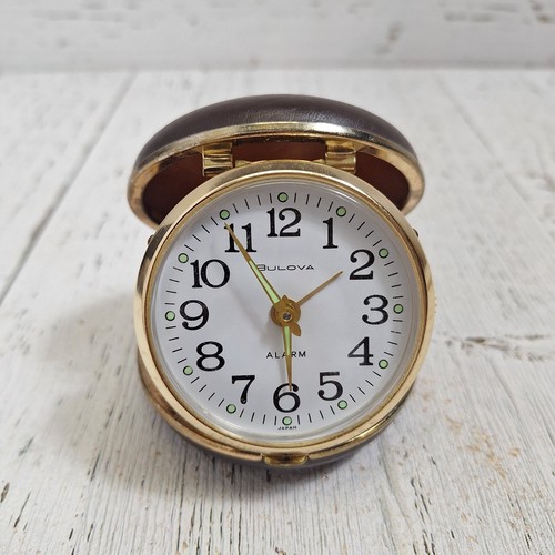 Bulova Vintage Travel Alarm Clock Round Made In Japan