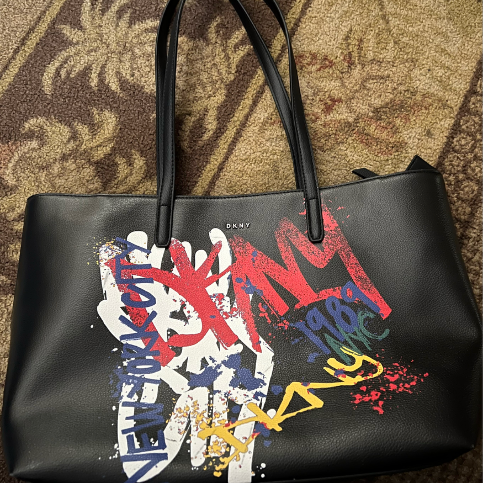 バッグ archive DKNY city leather shoulder bag DKNY CITY SHOULDER SATCHEL TRAVEL TOTE HANDBAG BLACK CROC