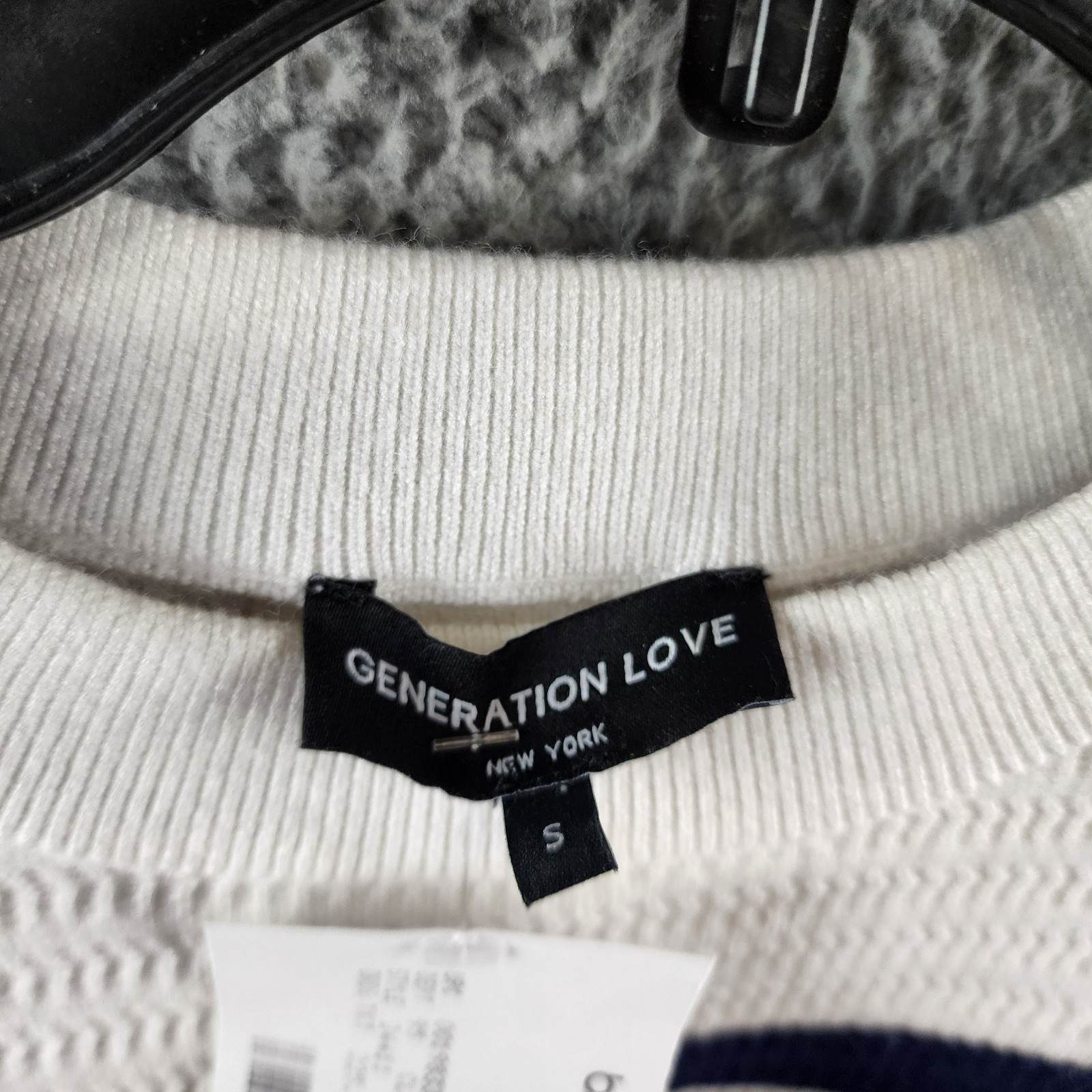 Generation Love Janice Cropped Sweater Women's S White/Navy Striped Long Sleeve - Picture 5 of 14
