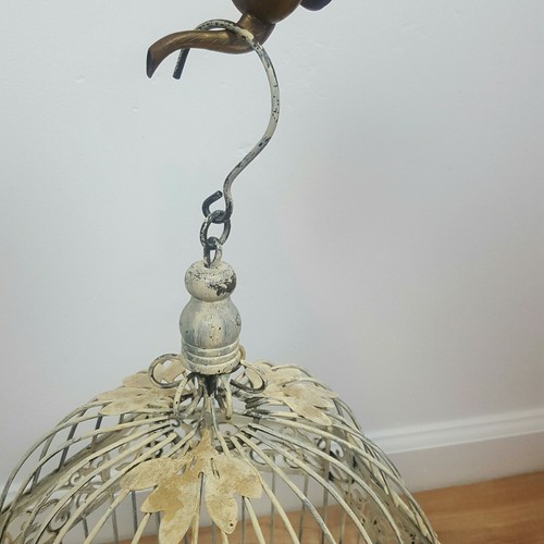 Beautiful Vintage Distressed White  Bird Cage 18