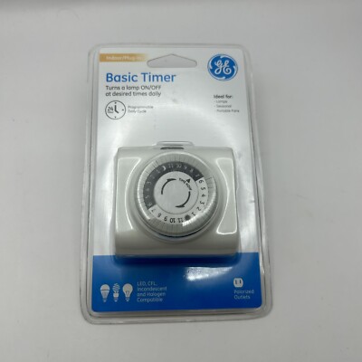 GE 24 Hour Basic Timer Indoor/Plug-In Polarized Outlets Programmable NEW