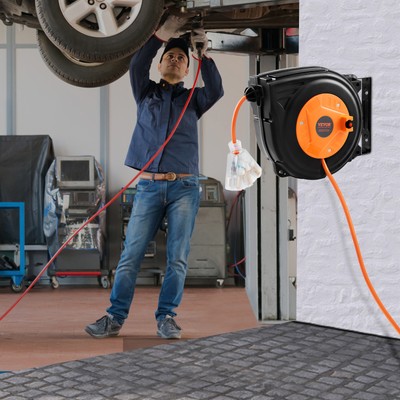 VEVOR Retractable Extension Cord Reel 30 FT 16AWG/3C SJTOW Power Cord ETL Listed